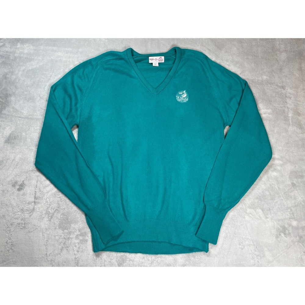 Vintage IZOD Club 1989 PGA Championship Sweater Men L Teal V-Neck USA Golf